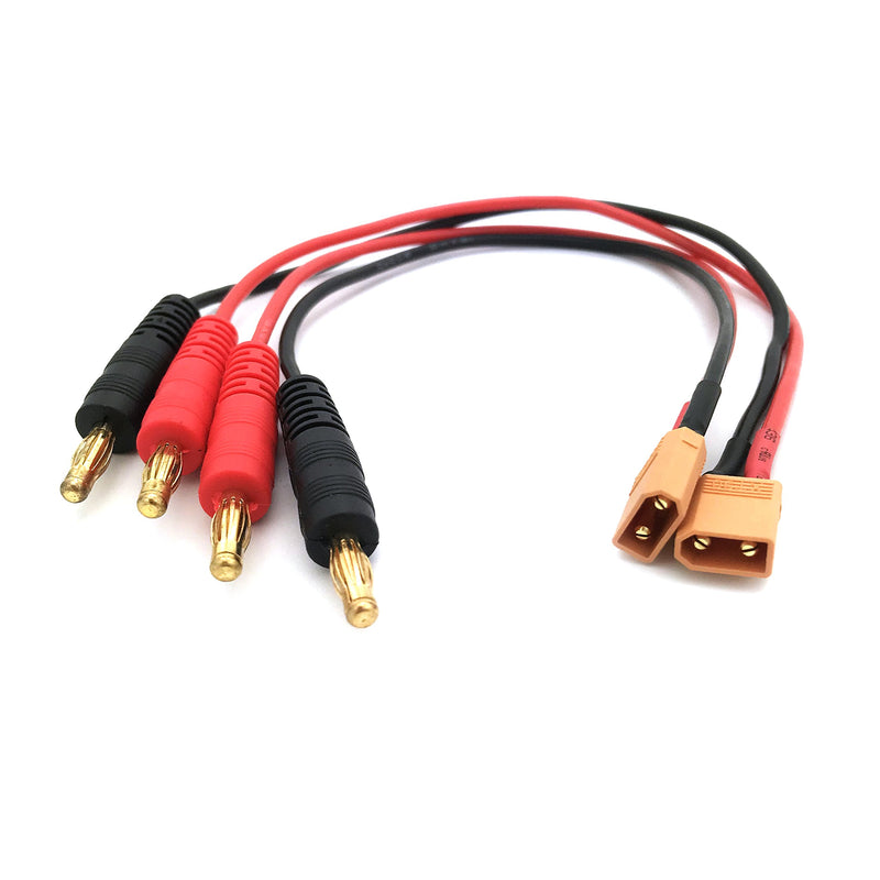 2 PCS RC Battery Charge Cable XT30 Female Plug to 4mm Bullet Banana Connector 18AWG Wire for RC Helicopter Quadcopter Lipo Battery - LeoForward Australia