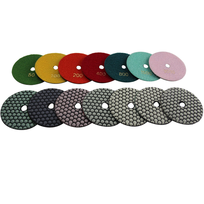  [AUSTRALIA] - Konfor 4" Dry/Wet Diamond Polishing Pads 7 Pieces for Granite Marble Concrete Stone Repair 4 Inch