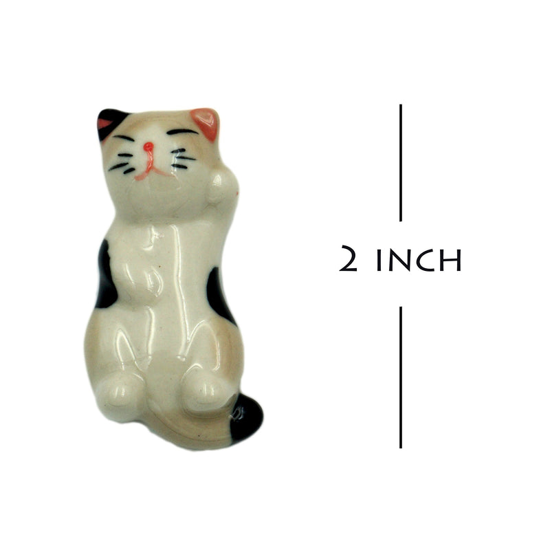  [AUSTRALIA] - TRUEGOOD Cute Cat Chopsticks Rest Dinner Spoon Stand Knife Fork Holder (Set of 6)