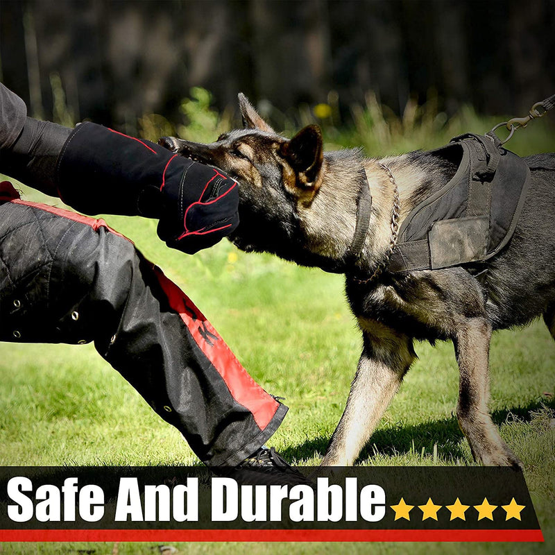 [AUSTRALIA] - TIROTECHS Animal Handling Gloves - Pet Handle -Dog Bite Gloves for Grooming - Leather Welding Gloves /Kevlar /Bite Proof Red