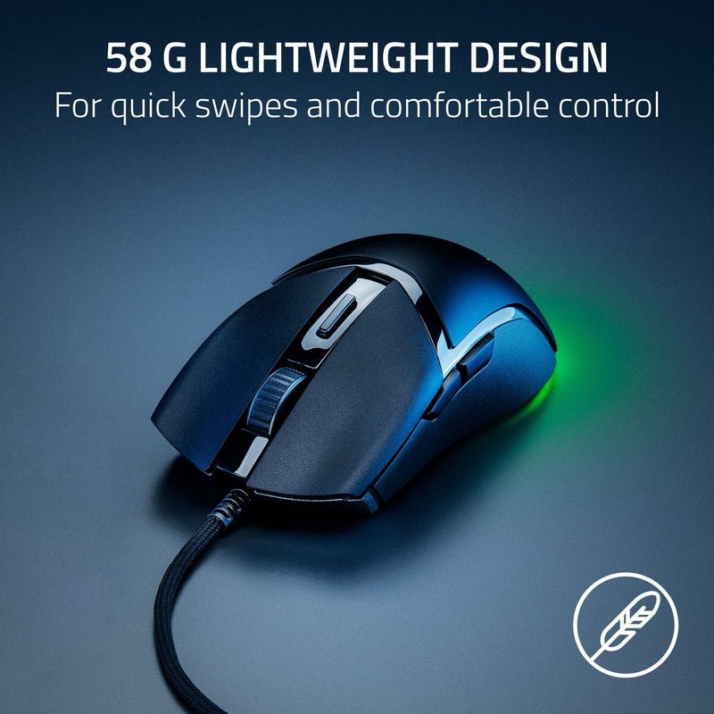  [AUSTRALIA] - Razer Cobra Wired Gaming Mouse: 58g Lightweight Design - Gen-3 Optical Switches - Chroma RGB Lighting with Underglow - Precise 8500 DPI Optical Sensor - 100% PTFE Mouse Feet - Speedflex Cable - Black