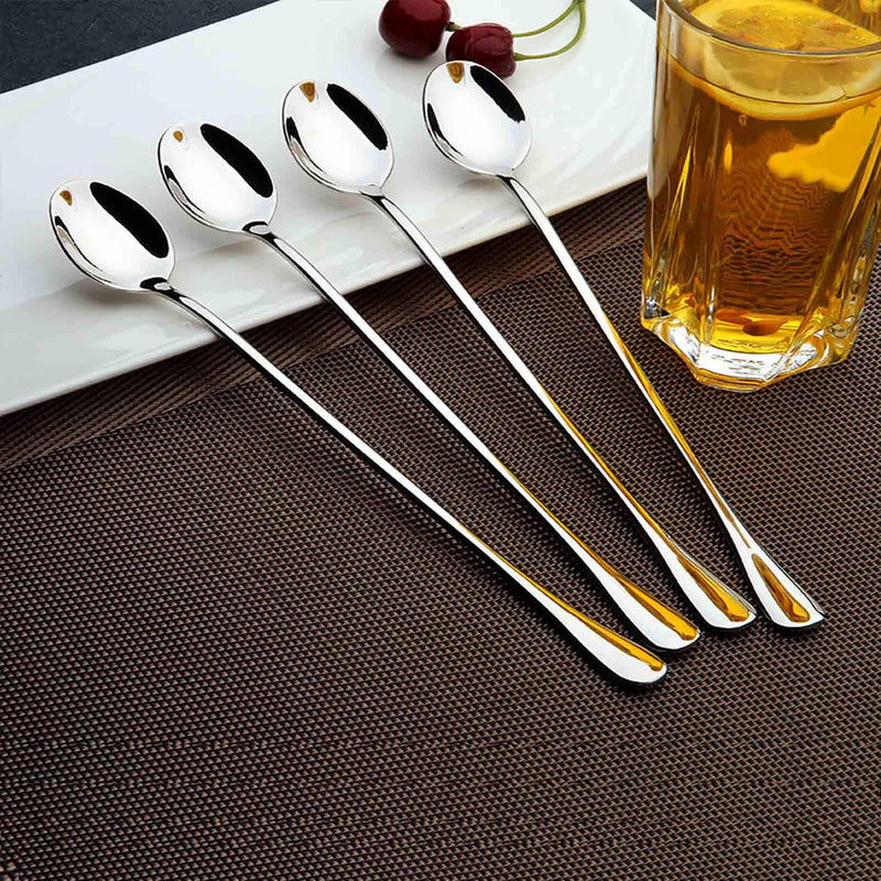  [AUSTRALIA] - TeamFar Long Spoon, 7 ¾ Inch Long Handle Mixing Stirring Spoons Stainless Steel, For Ice Tea Coffee Cocktail Espresso Ice Cream - Set of 8