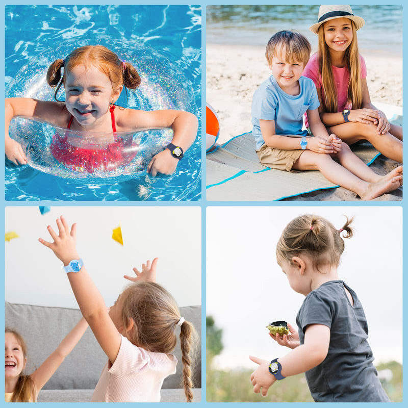  [AUSTRALIA] - Waterproof Air tag Bracelets For Kids (2 Pack) - Soft Silicone Hidden Air tag Wristband - Lightweight GPS Tracker Holder Compatible with Apple Airtag Watch Band For Child (Penguin & Whale) Penguin & Whale