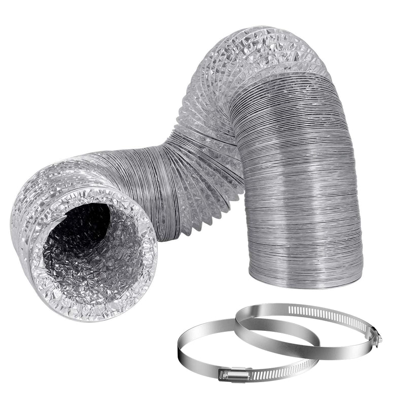  [AUSTRALIA] - 6 Inch Duct 6.56 Feet, Hon&Guan Flexible Dryer Vent Hose for Tight Space Dryer Exhaust Hose Aluminum Duct for Heating and Cooling Ventilation-with 2 Clamps. 6"X6.56 FT