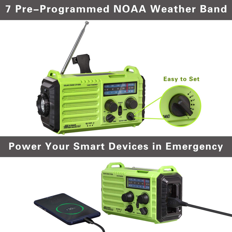 Emergency Radio Hand Crank Solar, 5000mAh AM/FM/SW NOAA Weather Radio, Portable Battery Operated Radio with Cell Phone Charger, 3W LED Flashlight & Reading Lamp, SOS for Home,Storm,Camping,Survival - LeoForward Australia