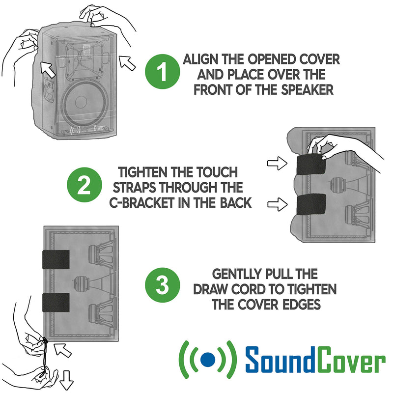 Two Small Outdoor Speaker Covers for C-Bracket Mounted Speakers - Cover Size: Height 9.85" X Width 5.9" X Depth 6.9" - Fits Yamaha NS-AW194, Klipsch AW-400, Polk Atrium 4 & Dual Electronics - LeoForward Australia