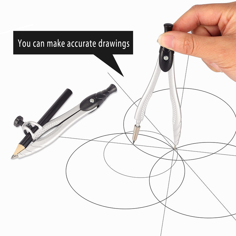  [AUSTRALIA] - Geometry Set,Lifreer Compass for Geometry Kit Includes Compass, Protractor, Rulers, Eraser, Sharpener, Lead Refills, Pencil, Storage Box for Drawing and Measurement(Black) Black