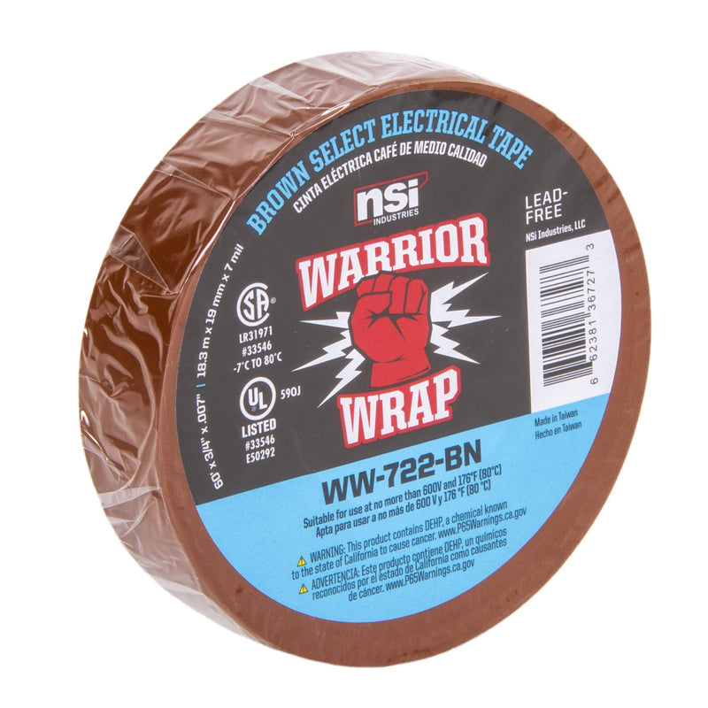  [AUSTRALIA] - NSI WarriorWrap Select 3/4 in. x 60 ft. 7 mil Vinyl Electrical Tape, Brown