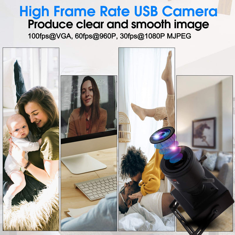  [AUSTRALIA] - SVPRO Manual Zoom Focus USB Camera 2.8-12mm Varifocal Lens 1080P FHD USB Webcam, 2MP High Frame Rate 100pfs VGA Mini Camera Portable USB Camera with UVC Plug & Play for Android Linux Windows Mac 2MP USB Camera (High Frame)