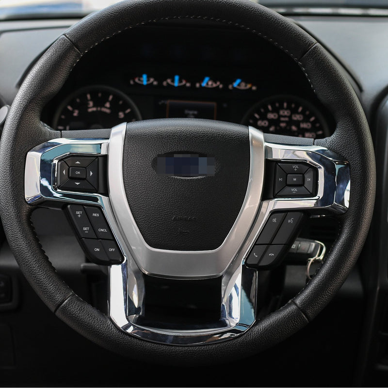  [AUSTRALIA] - Voodonala Chrome Steering Wheel Decorative Trim Car Steering Wheel Cover for 2015 2016 2017 Ford F150 F250 F350 Super Duty