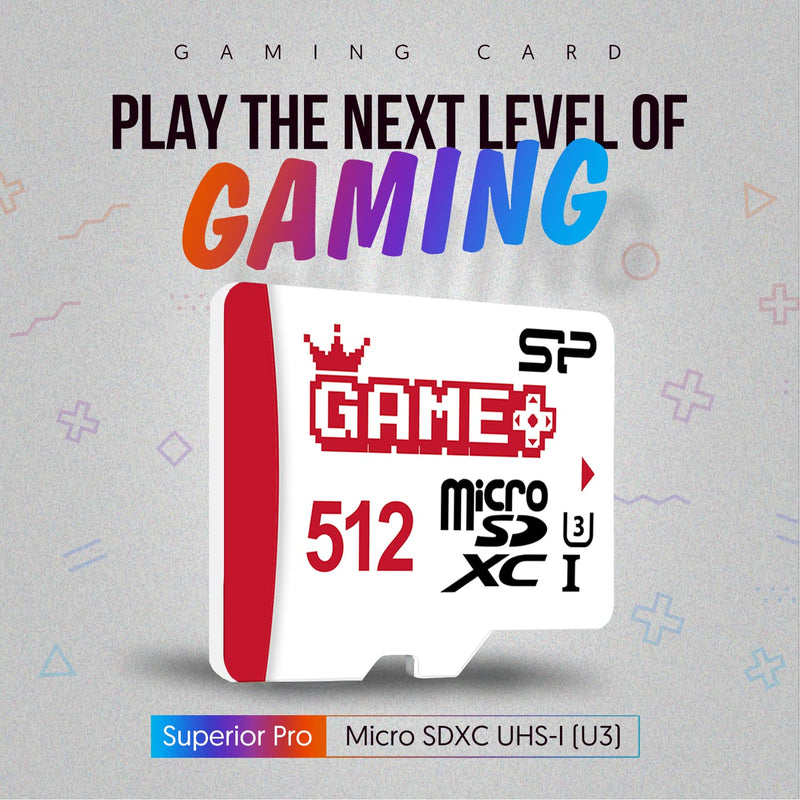  [AUSTRALIA] - Silicon Power 512GB SDXC Micro SD Card Gaming Memory Card with Adapter Write Speed 80MB/s 512GB Gaming