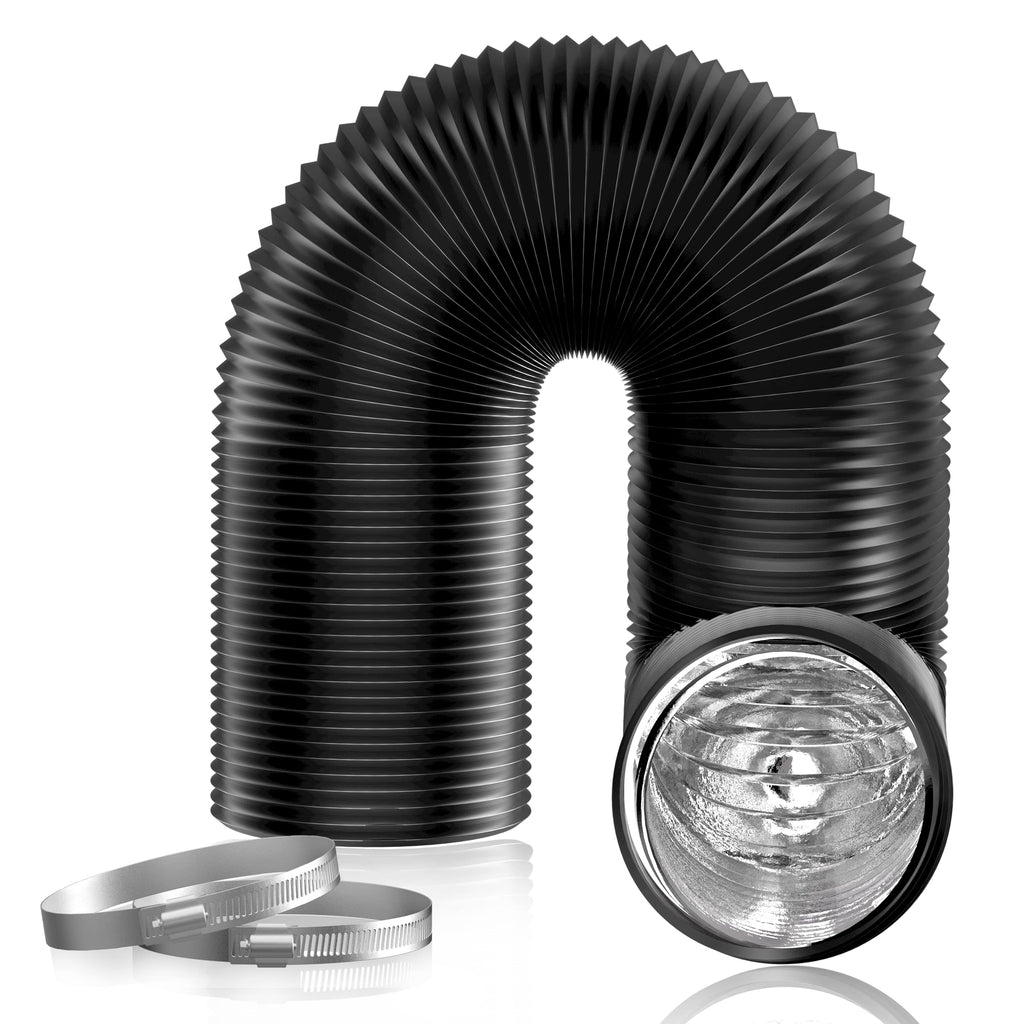  [AUSTRALIA] - Hon&Guan 5 inch Air Duct - 16 FT Long, Black Flexible Ducting HVAC Ventilation Air Hose for Grow Tents, Dryer Rooms,Kitchen 5 x 16 FT