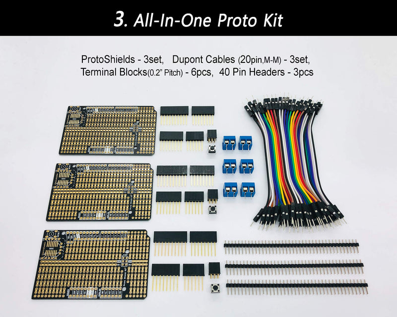  [AUSTRALIA] - ElectroCookie Proto Shield Kit Compatible with Arduino Uno, Stackable DIY Expansion Prototype PCB (3 Pack)