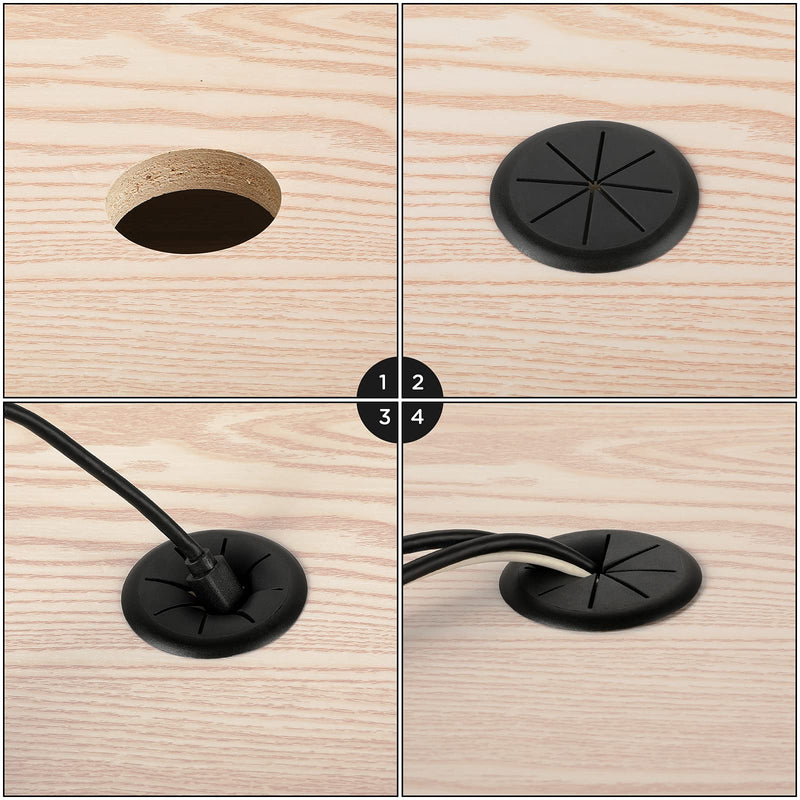  [AUSTRALIA] - HYCC 2 Pack 2 Inch Flexible Desk Grommet,Organize Wires and Cables on Office Equipment, Computer Components, Entertainment Systems Effectively - Color: Black 2"