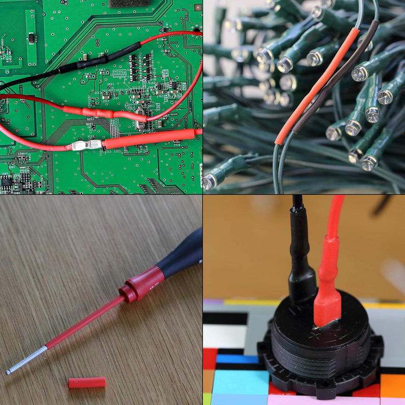  [AUSTRALIA] - Ginsco 270Pcs 3:1 Shrink Ratio Dual Wall Adhesive Lined Heat Shrink Tubing Tube 6 Size: 3/8",1/4",3/16",1/8",3/32",1/16", 2 Color KIT Black Red 270