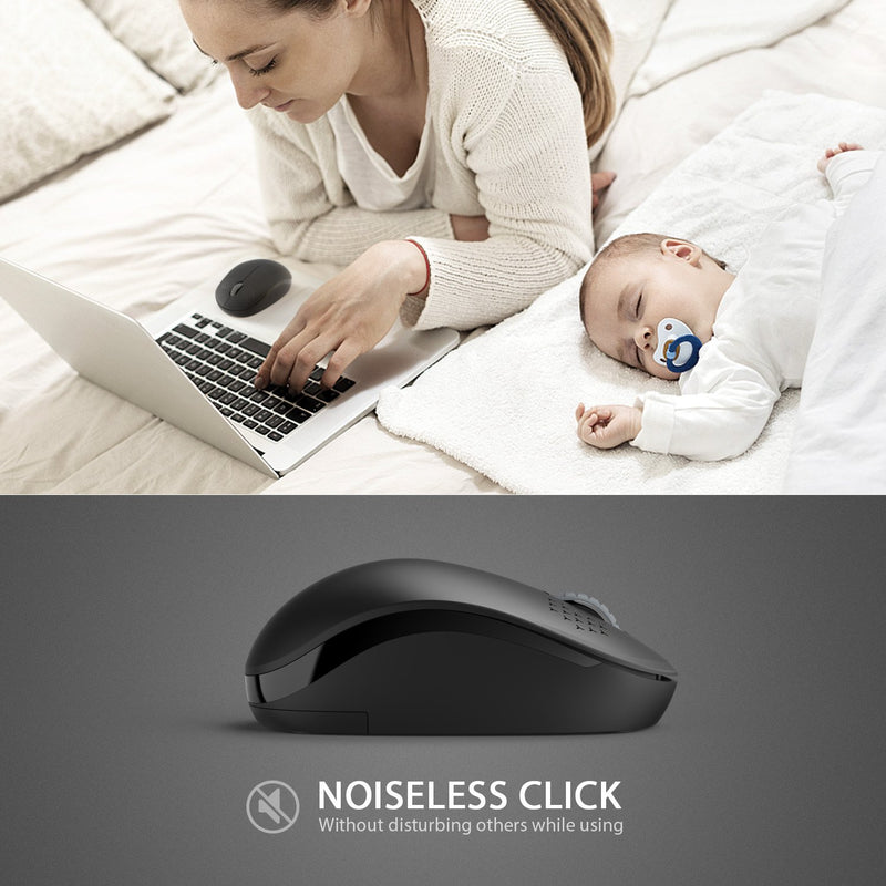  [AUSTRALIA] - seenda Wireless Mouse - 2.4G Cordless Mice with USB Nano Receiver Computer Mouse with Noiseless Click for Laptop, PC, Tablet, Computer, and Mac - Black