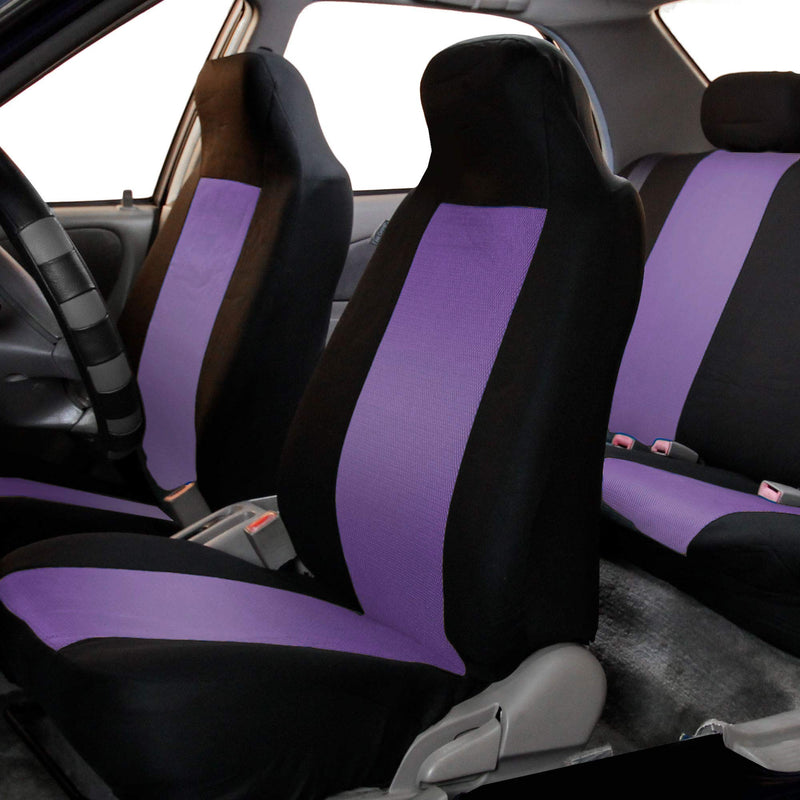 FH Group FB102PURPLE102 Classic Cloth Car Front Pair Set Seat Covers Purple/Black- Fit Most Car, Truck, SUV, or Van Purple Black Bucket Front Set - LeoForward Australia