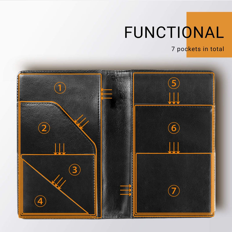  [AUSTRALIA] - Mymazn Black Server Books for Waitress Book Waiter Book Server Booklet Restaurant Waitstaff Organizer, Serving Book Guest Check Book Holder Money Pocket Fits Server Apron (Black)