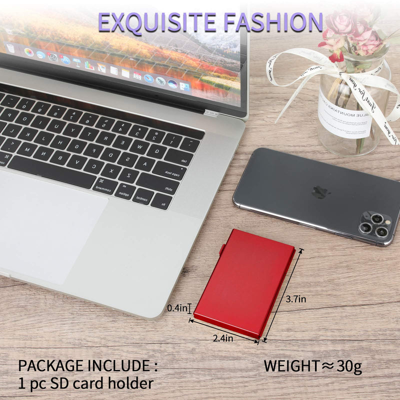 SD Card Holder, SD Card Case, LAVILI CF Memory Card Holder Case Aluminum Alloy Hard Shell, Double-Layer Capacity for 6SD Cards and 12 TF Cards Red Color - LeoForward Australia
