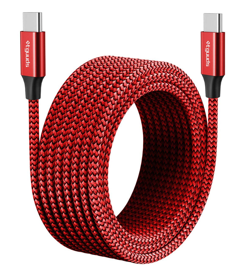  [AUSTRALIA] - etguuds [16ft/5m] Long USB C to USB C Cable, Type-C to Type-C 2.0 Fast PD Charger Cord Braided Compatible with Samsung Galaxy S21 S21+ S20 S10 Note 20, Pixel, Pad Pro 2020, etc 16ft Red