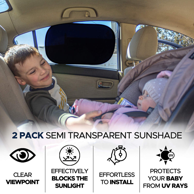 EcoNour Car Shades for Side Windows Baby | Complete Sun Protection Car Window Covers for Privacy Blackout | UV Protection Baby Sunshade for Car Window | Back Shade Blocks Sun Glare 25"x16" (4 Pack) XL 4 pack (2 Light + 2 Dark) - LeoForward Australia