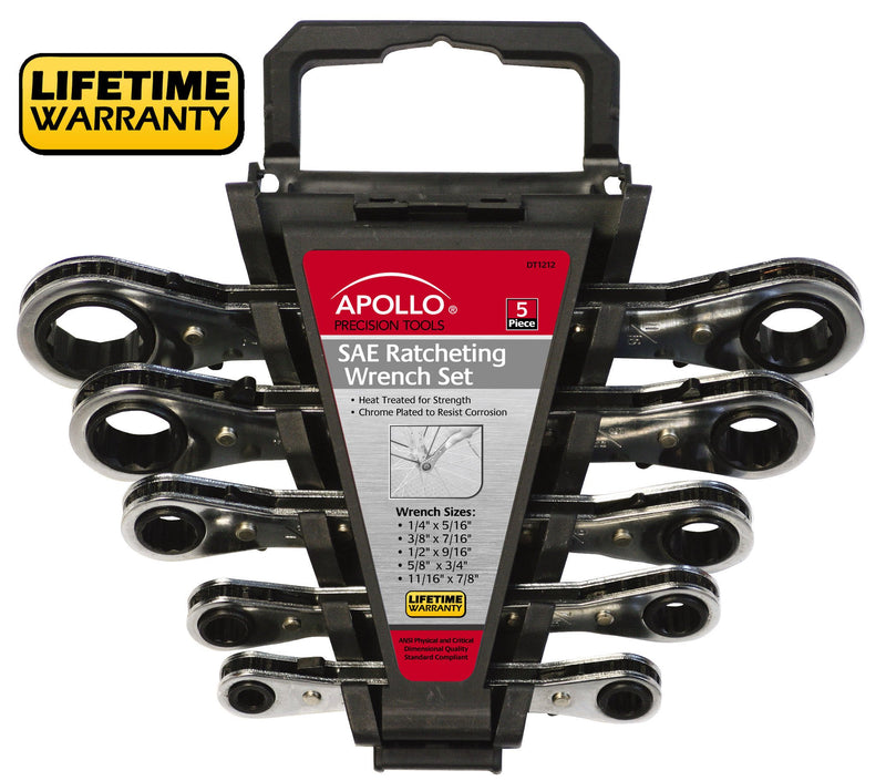  [AUSTRALIA] - Apollo Tools DT1212 SAE Ratcheting Wrench Set, 5-Piece