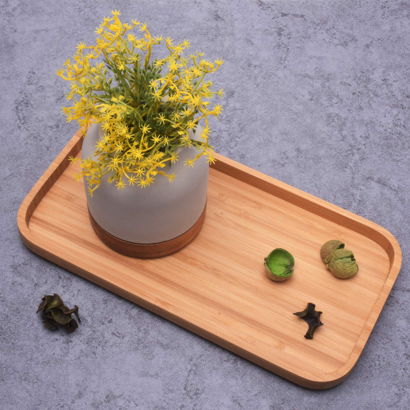  [AUSTRALIA] - Satu Brown Bamboo Vanity Tray, Bathroom Counter Tray, Bamboo Tray for Bathroom and Home Decor, 11.8L x 6.1W x 0.9H inches