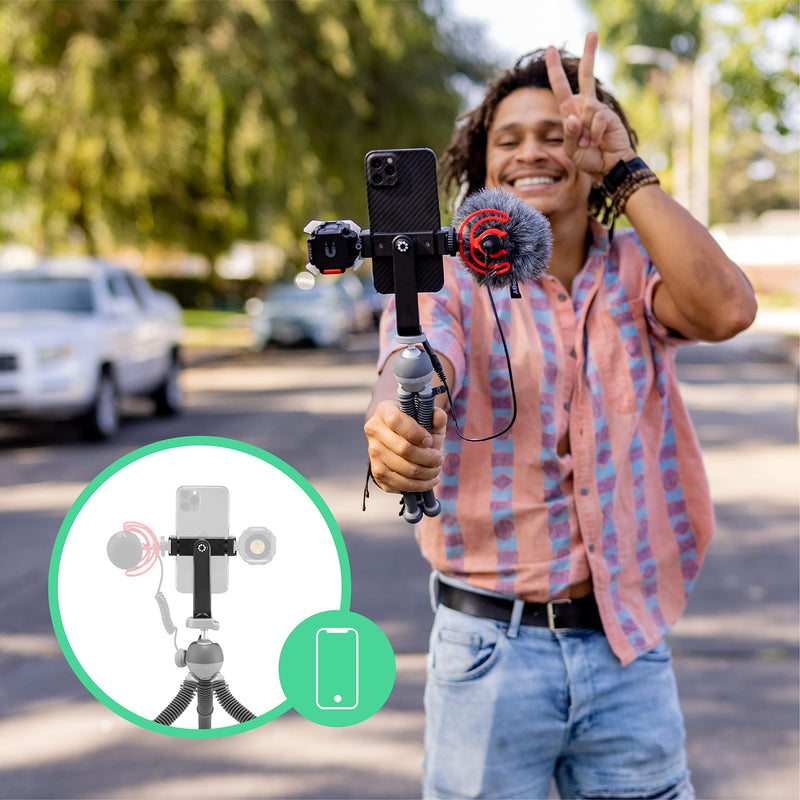  [AUSTRALIA] - JOBY PodZilla Medium Kit, Tripod for Smartphones and Compact Mirrorless Cameras, Flexible Tripod with Ball Head and GripTight 360 Phone Mount Included, Devices up to 1 Kg, Grey Medium Kit Gray