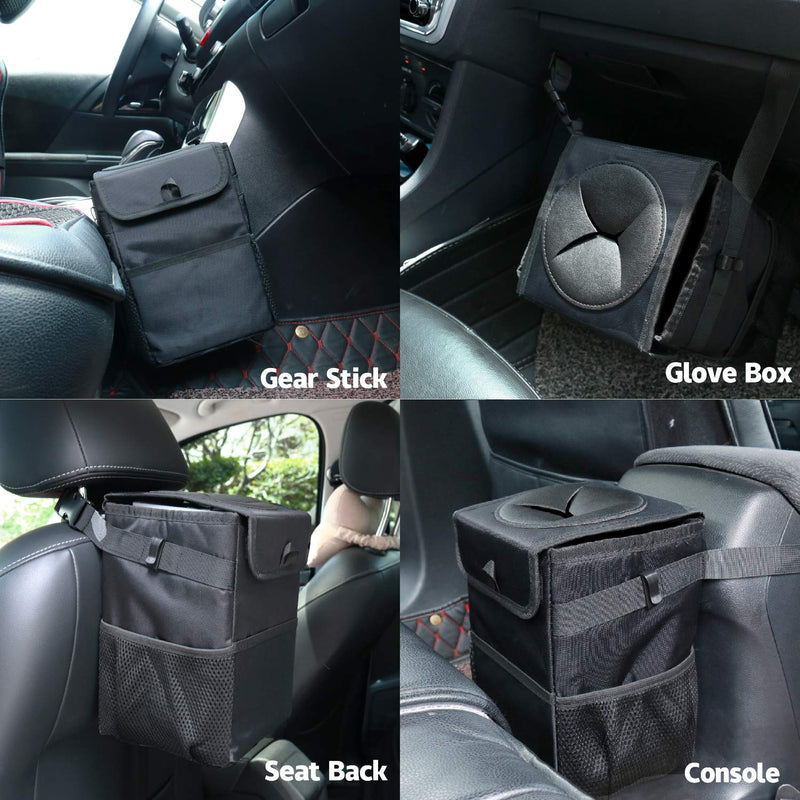  [AUSTRALIA] - JUSTTOP Waterproof Car Trash Can with Lid and Storage Pockets, 100% Leak-Proof Car Organizer, Multipurpose Trash Can for Car