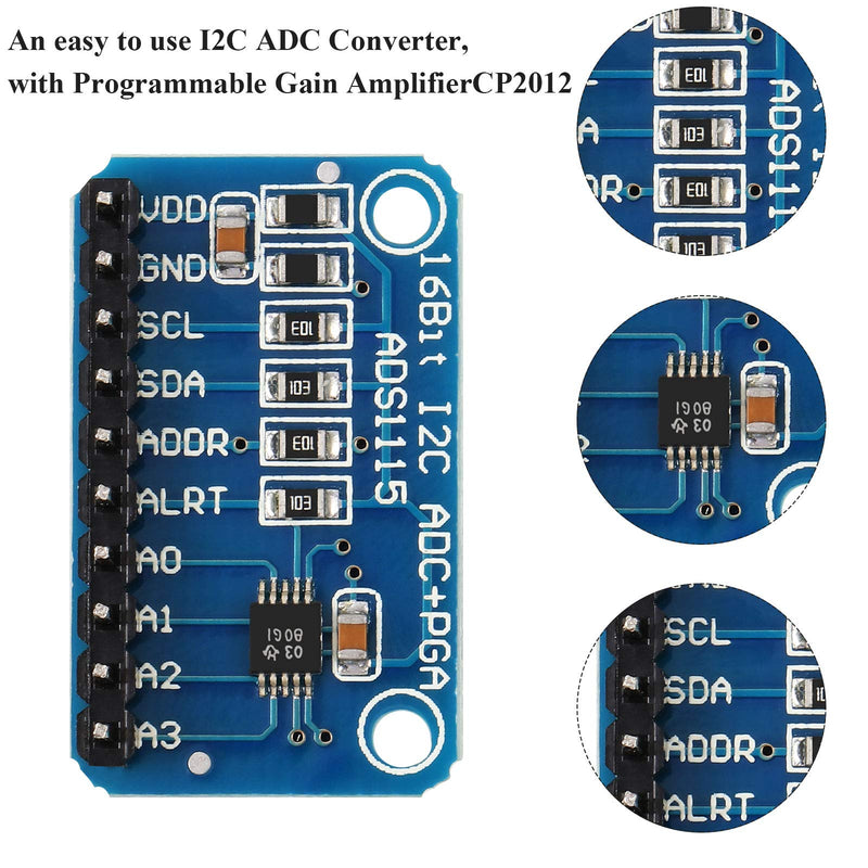  [AUSTRALIA] - 6 Pieces ADS1115 Analog-to-Digital Converter 16 Bit ADC 4 Channel Module Converter with Programmable Gain Amplifier ADC Converter Development Compatible with Arduino Raspberry Pi