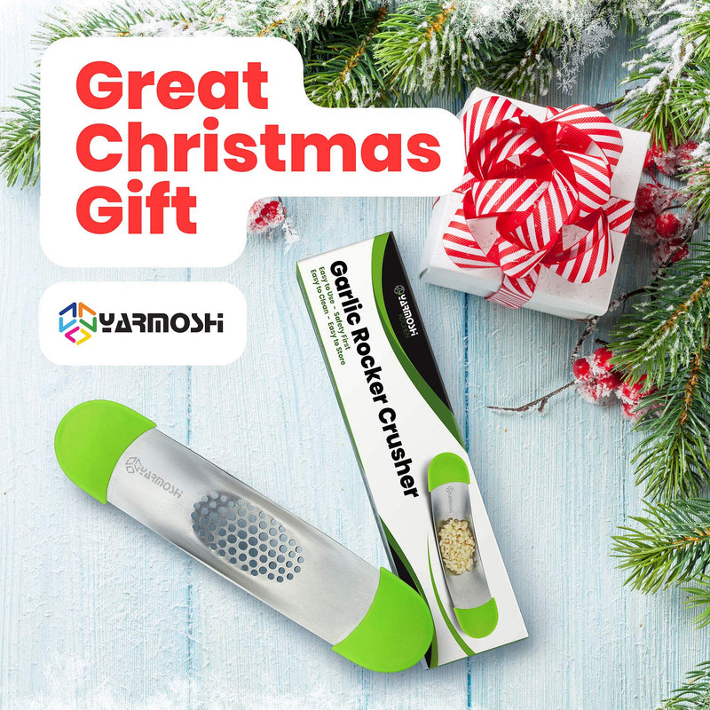  [AUSTRALIA] - Yarmoshi Solid Stainless Steel Garlic Press Rocker - Chopper Mincer - Perfect Ginger Crusher - Revolutionary Innovative Anti Slip SILICONE HANDLES for Best Grip! (The Only one on the Market) Garlic Rocker