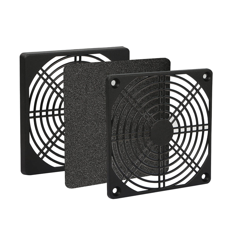 [AUSTRALIA] - GELRHONR 120 x 120mm PC Chassis Fan Dust Cover,2 PCS 125mm Computer Dustproof Fan Protector Dust Filter Cover Grill with Screws (Black-12cm) Black-12cm