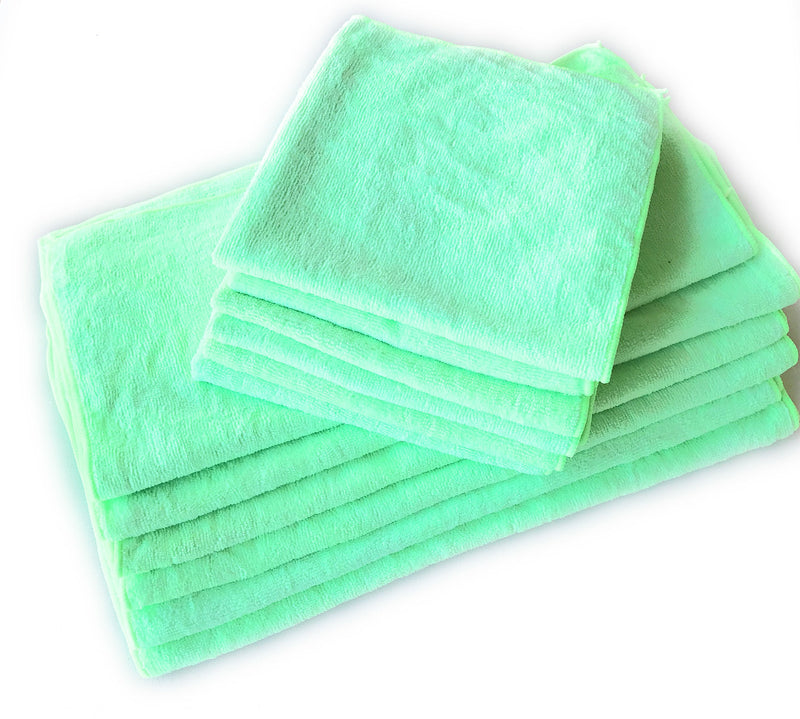  [AUSTRALIA] - DaChan One Dozen(12pcs) Microfiber Cleaning Towels 18" x 18" -Green