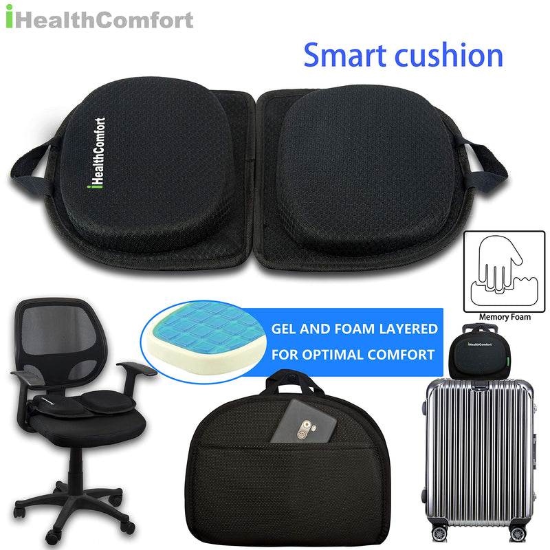  [AUSTRALIA] - iHealthComfortÂ 3 in 1 Folding Cooling Gel Memory Foam Seat Cushion & Lumbar Support Large Orthopedic Tailbone Pillow Instant Relief from Lower Back Pain