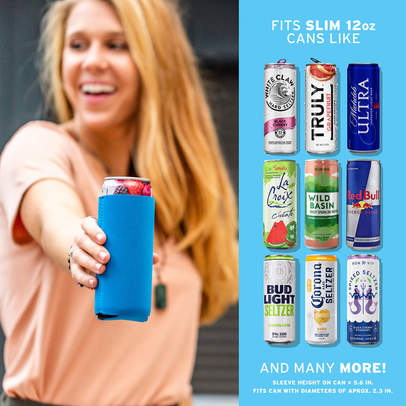  [AUSTRALIA] - Slim Can Cooler Sleeves (9 Pack) for White Claw Sleeves for 12oz Skinny Can Coolers - Soft Insulated Slim Sleeves for Cans - Beer Sleeves for Cans like Michelob Ultra Can Holders for Tall Skinny Cans
