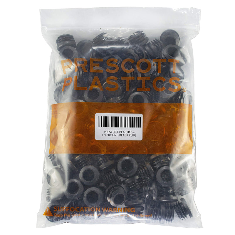  [AUSTRALIA] - Prescott Plastics 1.25" Inch Round Plastic Plug Insert (20 Pack), Black End Cap for Metal Tubing, Fence, Glide Insert for Pipe Post, Chairs and Furniture 20