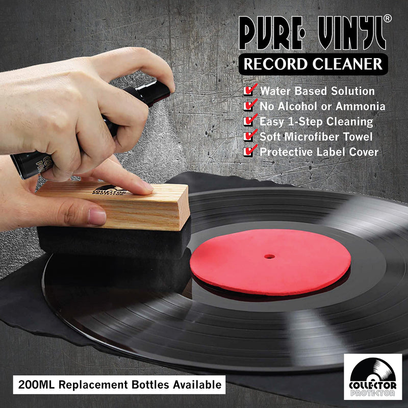  [AUSTRALIA] - Vinyl Record Cleaner Kit | The Complete Set | Includes Soft Velvet Record Brush, Carbon Fiber Brush, LP Cleaning Solution, Turntable Stylus Gel, Microfiber Cloth, Label Protector & Metal Storage Case