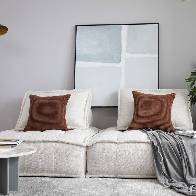  [AUSTRALIA] - Home Brilliant Plush Striped Corduroy Velvet Rectangular Throw Pillow Case Cushion Cover for Chair, 30 x 50cm, Coffee Brown 12" x 20" F-brown