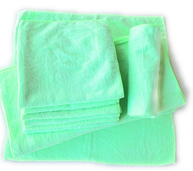  [AUSTRALIA] - DaChan One Dozen(12pcs) Microfiber Cleaning Towels 18" x 18" -Green