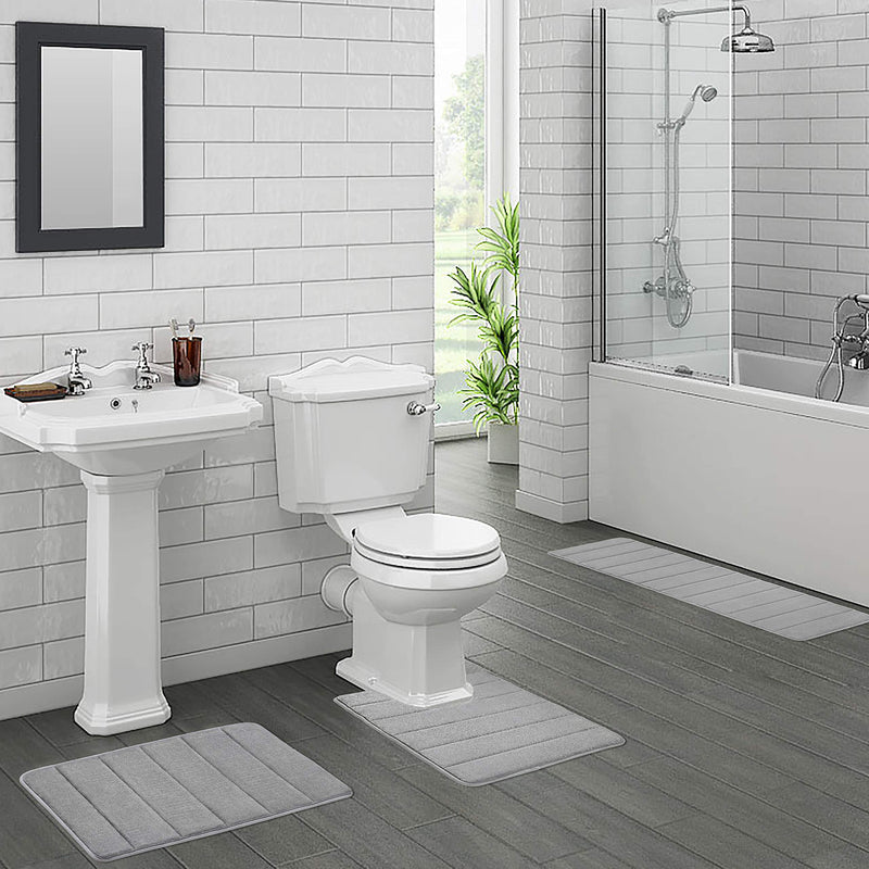  [AUSTRALIA] - Memory Foam Soft Bath Mats - Non Slip Absorbent Bathroom Rugs Rubber Back Runner Mat for Kitchen Bathroom Floors 17" x 24", Black 17" x 24"