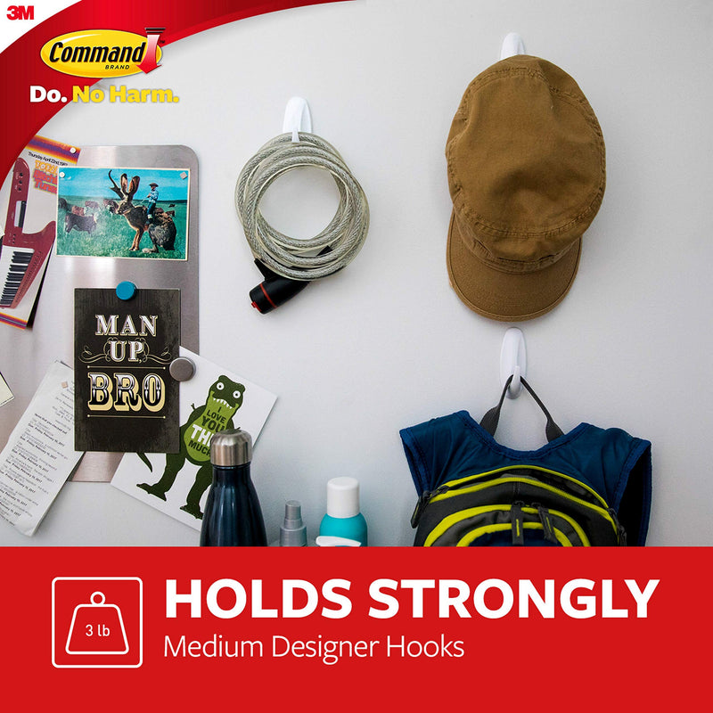 Command Medium Designer Hooks, White, 9-Hooks, 12-Strips, Organize & Decorate Damage-Free 9 Hooks - LeoForward Australia