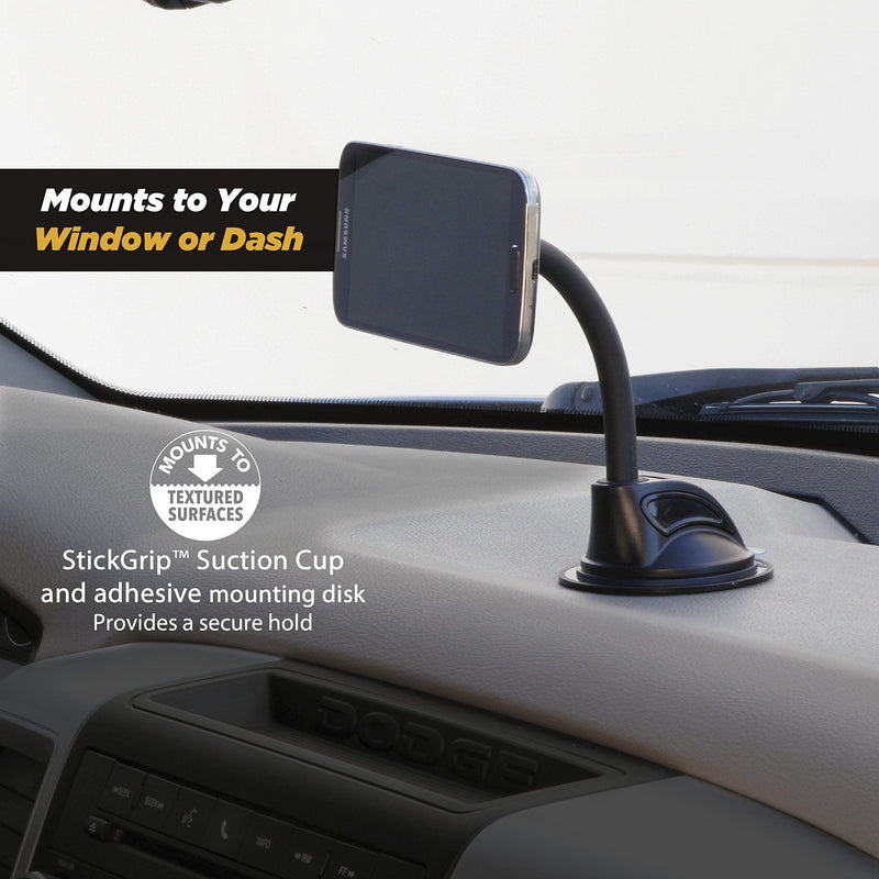  [AUSTRALIA] - Scosche MAGWDMB MagicMount Magnetic Car Phone Holder Windshield or Dashboard Mount - 360 Degree Adjustable Head, Universal with All Devices - Flex Neck Suction Mount Window / Dash Flex Neck 1 Pack