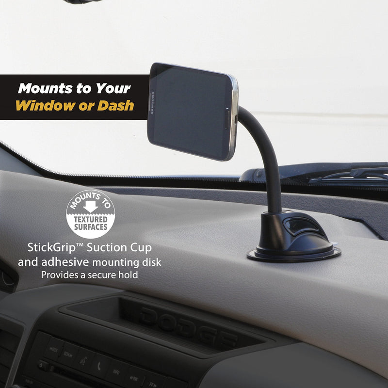  [AUSTRALIA] - Scosche MWDM2PK-UB MagicMount Magnetic Car Phone Holder Windshield or Dashboard Mount with Suction Cup - 360 Degree Adjustable Head, Universal with All Devices - Flex Neck Mount - Pack of 2 Window / Dash Flex Neck 2 Pack