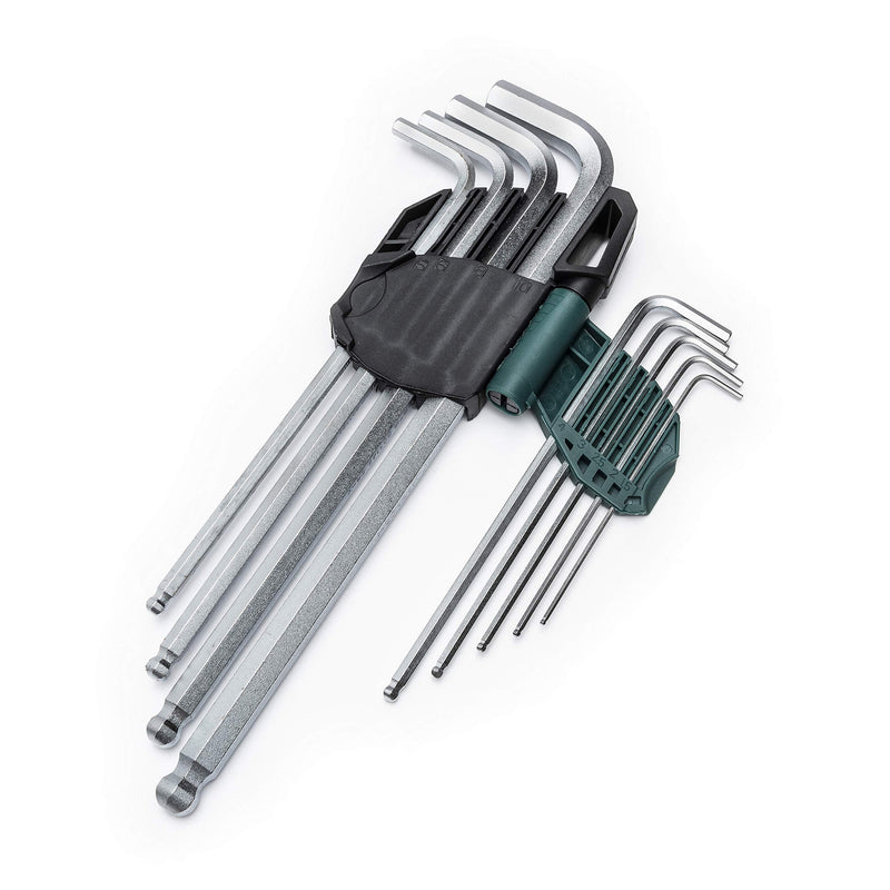  [AUSTRALIA] - SATA 9-Piece Metric Ball Point Hex Key Set, Extra-Long Arm Design, with Green Nylon Fiber Caddy for Carrying and Storage - ST09101ASJ