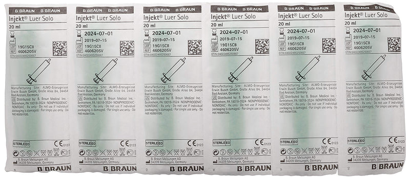  [AUSTRALIA] - Braun Petzold 4606205V Inject disposable syringe with green piston rod, dispenser box, 20 mL (pack of 100) single pack