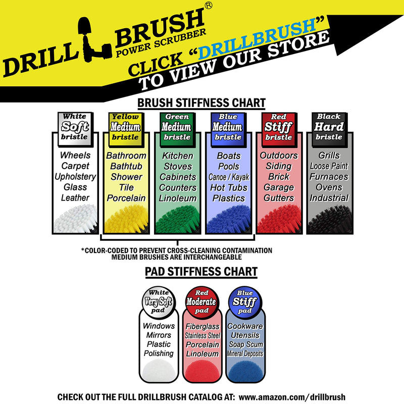 Drillbrush Rotary Brush Kit - Drill Brush Scrub Pads - Shower Scrubbing Brushes for Cordless Drill - Tile Cleaner Drill Attachment Commercial Scouring Pad Cleaning Kit - All Purpose Bathroom Scrubbers Yellow - LeoForward Australia
