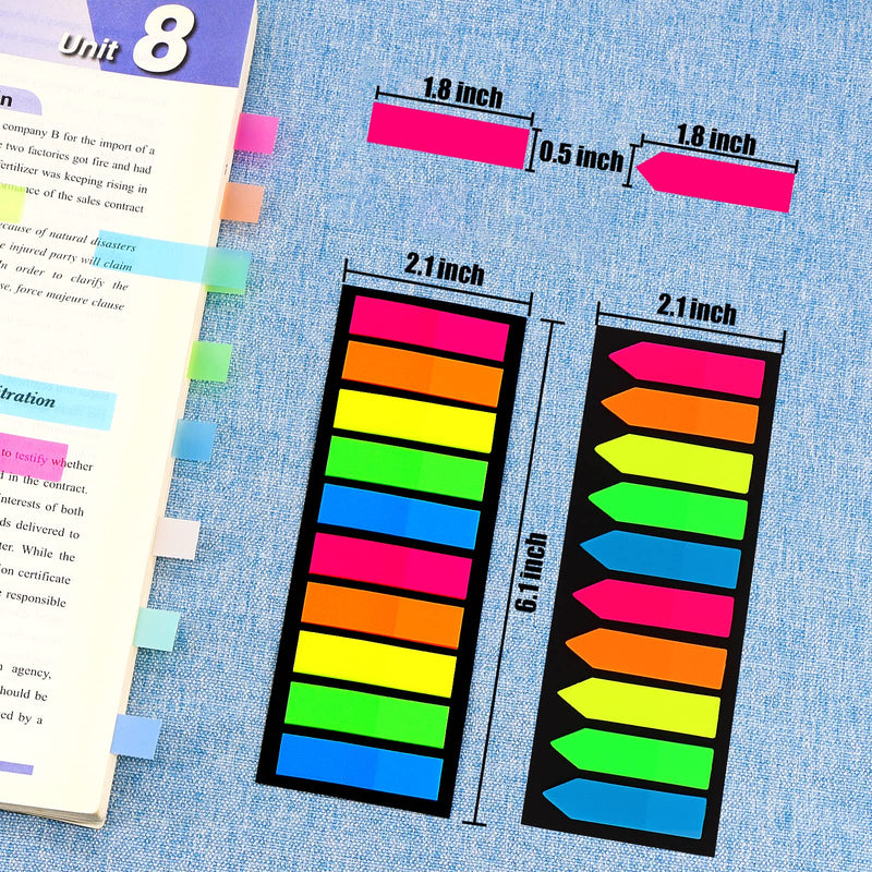  [AUSTRALIA] - 2000 Pieces Sticky Index Tabs Page Flags, ALOTCHE Neon Book Tabs Transparent Sticky Notes Sticky Tabs for Annotating Books Page Marks Bookmarks Classify Files