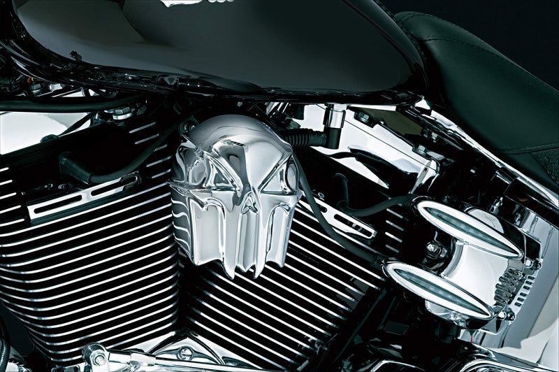  [AUSTRALIA] - Kuryakyn 7718 Motorcycle Accent Accessory: Skull Horn Cover for 1992-2019 Harley-Davidson Motorcycles, Chrome