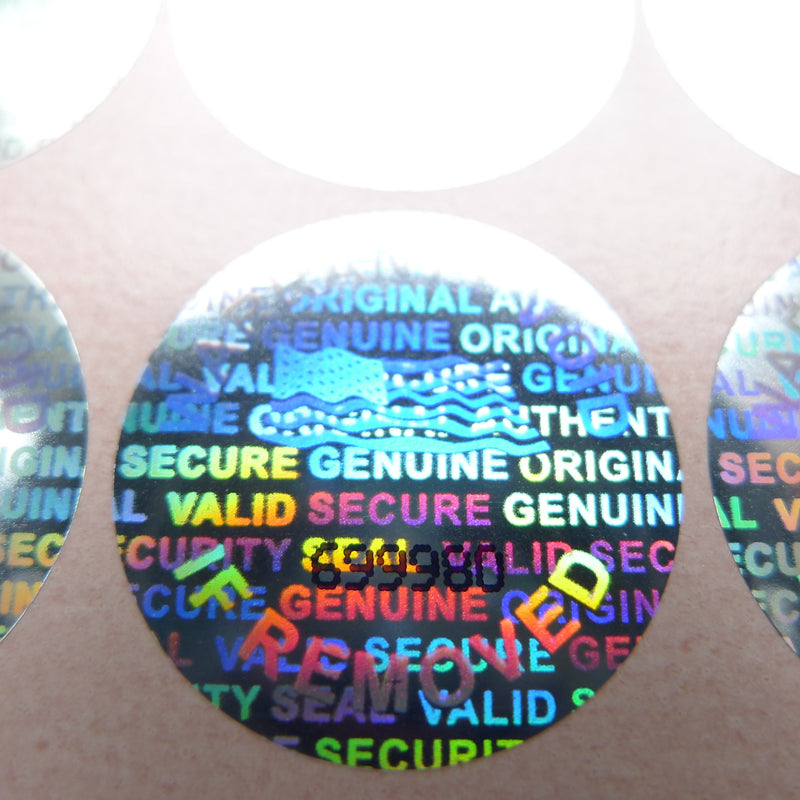 100 Round Bright Silver Hologram Sequentially Numbered Tamper Evident Security Labels/Stickers - LeoForward Australia