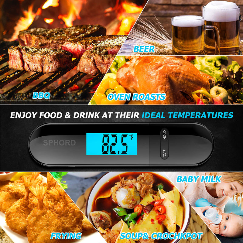Meat Thermometer, Digital Food Thermometer, Instant Read Food Thermometer Waterproof with Backlight and Magnet for Kitchen Cooking, Grilling, BBQ, Backing, Liquids, Oil - LeoForward Australia